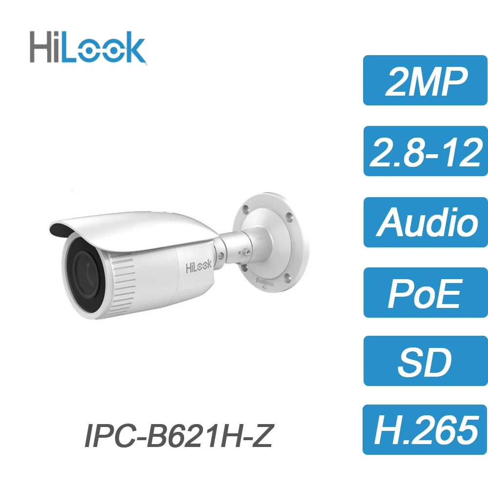 

Hikvision-HiLook 2MP PoE VF Network Bullet Security IP Camera H.265 IP67 Outdoor/Home Surveillance CCTV Cameras IPC-B621H-Z