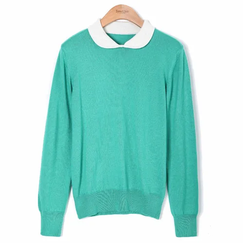 Women Sweater 2017 Fashion Peter Pan Collar Cashmere Blending Pullover