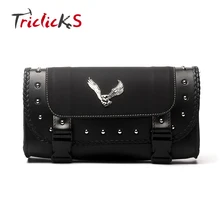 Triclick Motorcycle New Saddle Bags Pu Leather Motorbike Side Tool Bag Luggage For Harley Sportster XL 883 1200 Black Universal