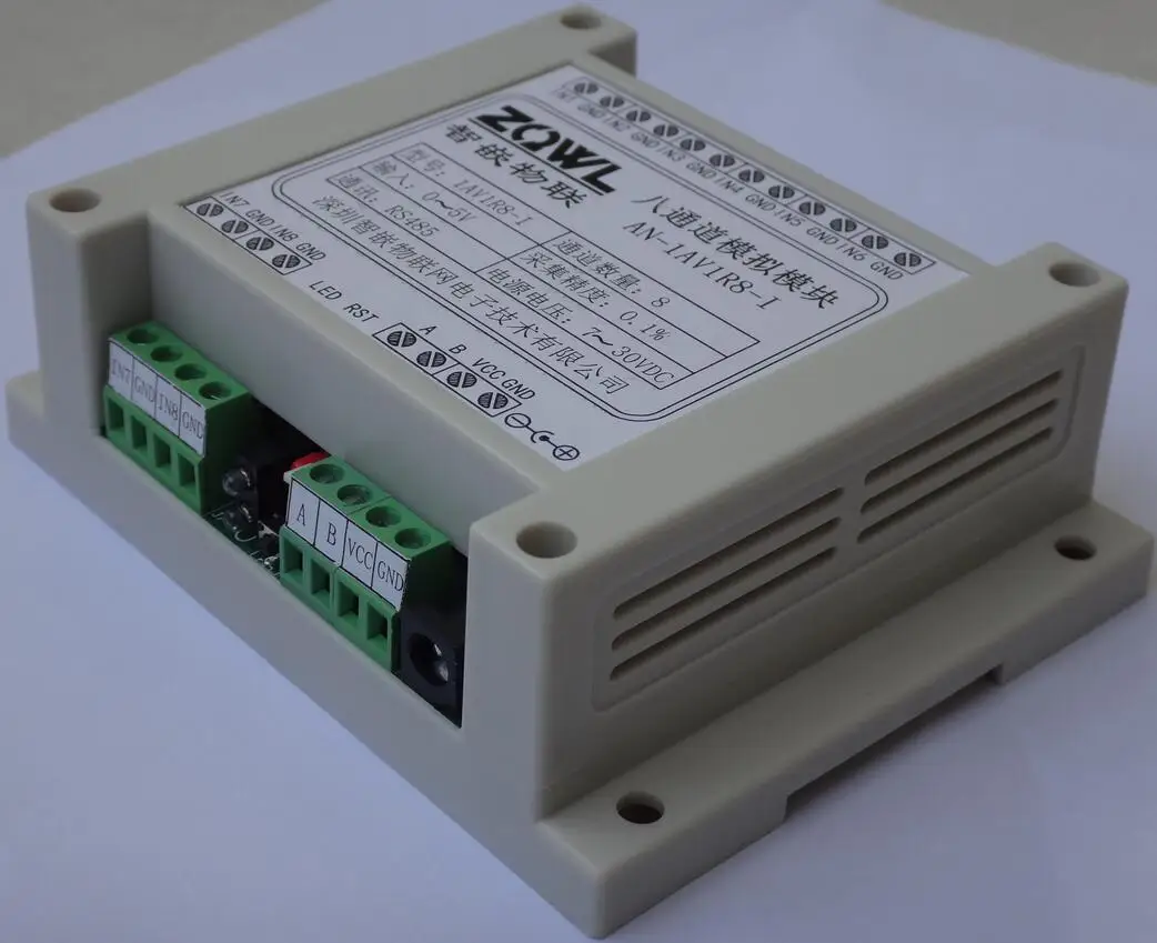 8-канальный аналоговый модуль сбора/0~ 5 V/Точность 0.1%/RS485/Modbus RTU