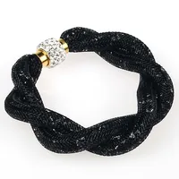 Miasol Crystal bracelet/bangle with pave crystal magnetic clasp,crystal sparkling dust weave hollow punk bracelet christmas gift 1