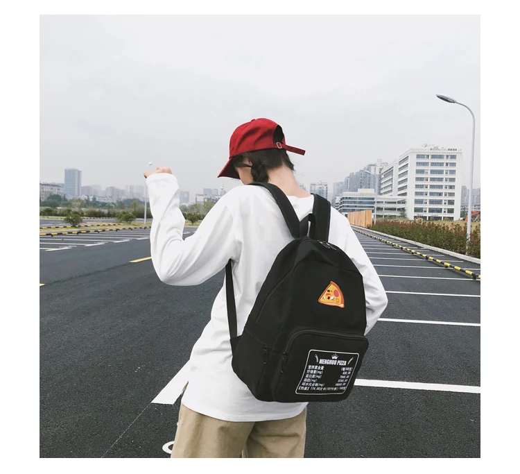Pizza Embroidery Women Backpack for School Teenagers Girls Preppy Style School Bag Ladies Canvas Backpack Female Bookbag Mochila_23
