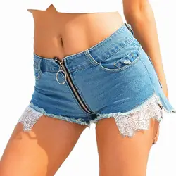 2019 сексуальные бойфренды повязки дамские джинсовые шорты Minipant рваные молнии волос светло-синие короткие джинсы тонкие ковбойские штаны