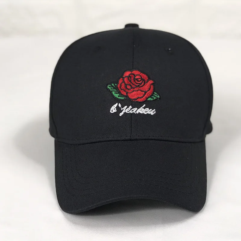 

New Rose Baseball Caps Women Snapback Cap Flower Summer Embroidery Curved Spring Snapback Caps Men Trapback Hip Hop Hats Bone