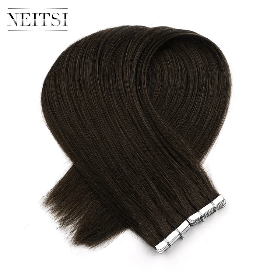 Neitsi Newest Tape In Remy Human Hair Extensions Invisible Double Drawn Love Line Skin Weft Hair Straight 16\