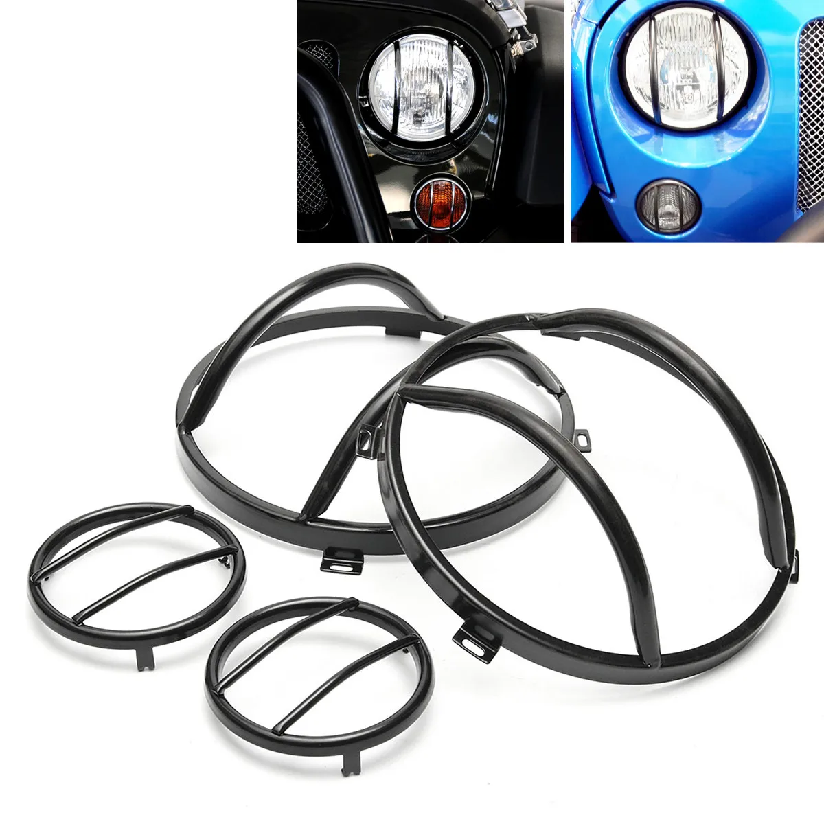 Car 4Pcs Front Turn Signal Light Cover + Headlight Guards ABS Plastic