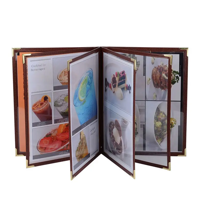 ONLVAN Brown PU Leather Restaurant Menu Folders Menu Covers Coffee Menu