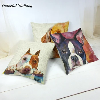 

Sublimation Material Watercolor Style Cute Puppy Pillowcase Home Dorm Bedroom Sofa Car Decoration Solid Color Background Cushion