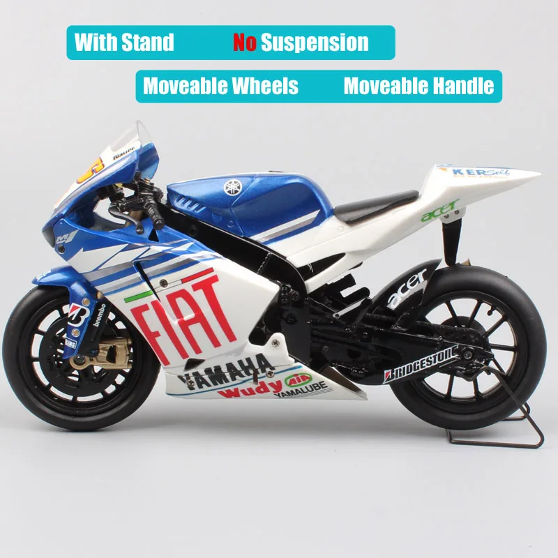 Детские 1/12 Newray Racer ROSSI Yamaha YZR-M1 YZR M1 gp Fiat team 2008 масштаб moto rcycle спортивный мото велосипед литье под давлением Миниатюрная модель игрушки