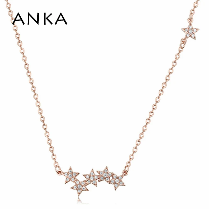 

ANKA cute small star shaped women choker necklace with luxury rose gold color chains necklace zirconia CZ fine jewelry 125269