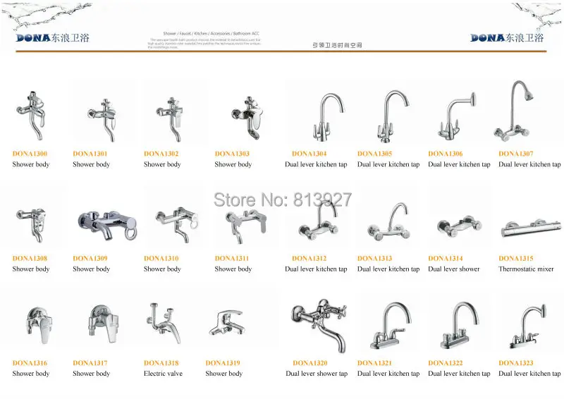 shower body and kitchen faucet