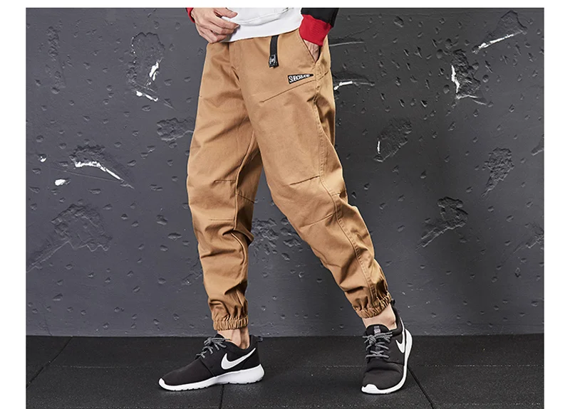 Японский стиль, Ретро стиль, модные мужские джинсы, повседневные штаны для бега, свободный крой, на лодыжке, брюки-карго, уличная одежда, хип-хоп, зауженные брюки