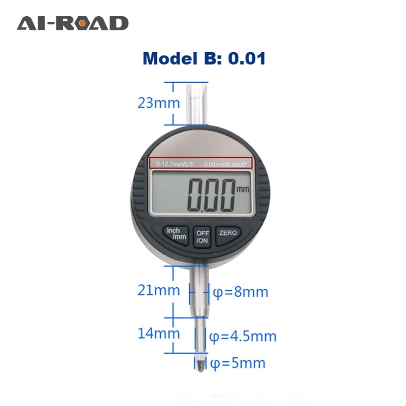 0-12,7 мм Электронный микрометр 0,01 мм и 0,001 цифровой микрометр циферблат индикатор глубина измерительные инструменты - Цвет: Model B0.01