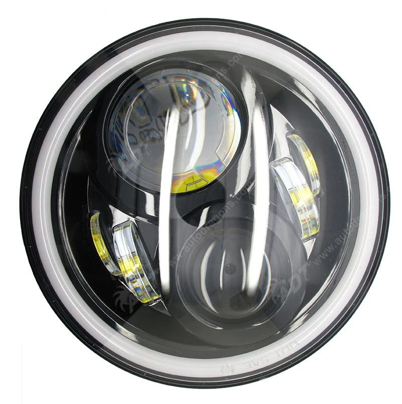 7Inch SUV Angel Eyes 7" Round Headlights LED Flashlight Halo Ring H4 Hi