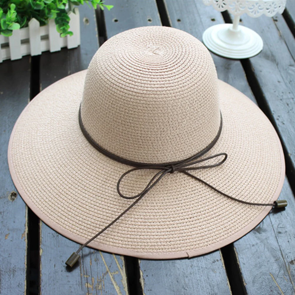 النساء مرن سترو واسعة حافة الصيف الأشعة فوق البنفسجية حماية في الهواء الطلق Bowknot شاطئ كاب بسيط الأزياء ظلة طوي قبعة الشمس عارضة النساء مرن سترو واسعة حافة الصيف الأشعة فوق البنفسجية حماية في الهواء الطلق Bowknot شاطئ كاب بسيط الأزياء ظلة طوي قبعة الشمس عارضة