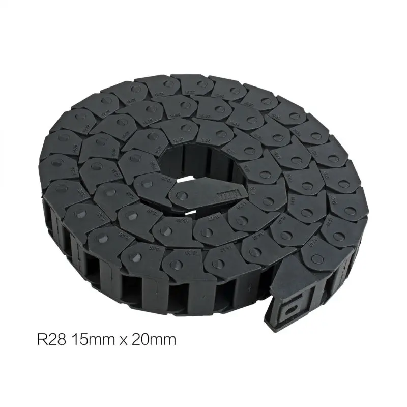 

Hot 15mm x 20mm R28 Plastic Cable Drag Chain Wire Carrier with End Connector Length 1m for 3D Printer CNC Router Machine Tools