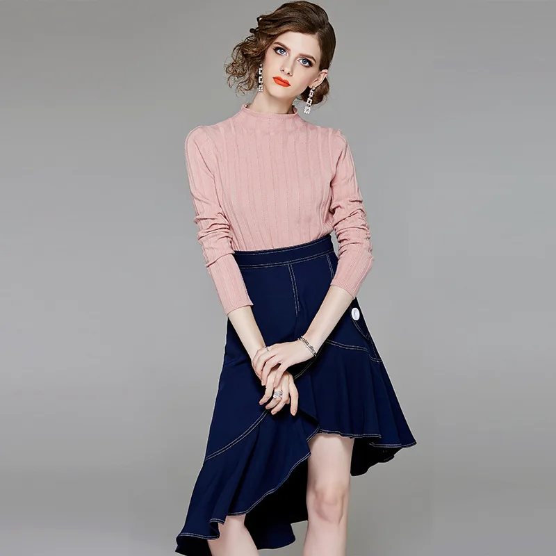 Solid half turtleneck elastic knit basic sweater shirts 2018 new long sleeve women autumn slim sweater