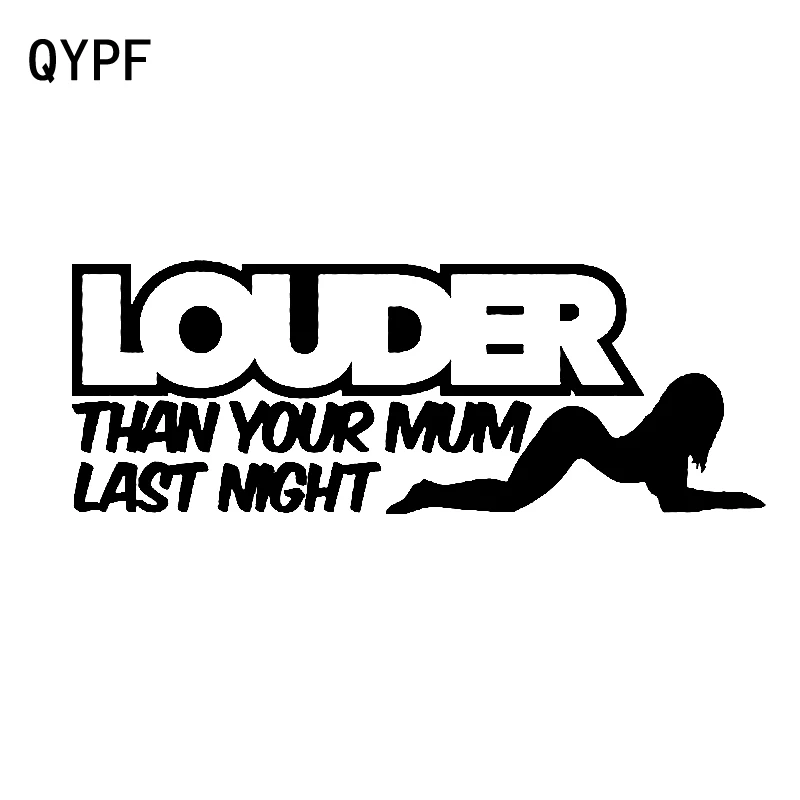 

QYPF 16CM*5.8CM Fun LOUDER THAN YOUR MUM LAST NIGHT Car Window Sticker Decal Black Silver Vinyl C15-3164