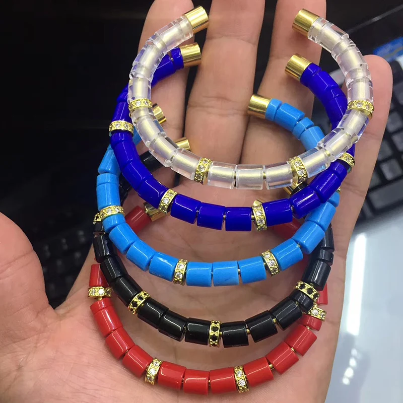 Новые оригинальные браслеты Anil Arjandas черного цвета с черной циркониевой трубкой и Онси-камнем, женские и мужские браслеты и браслеты