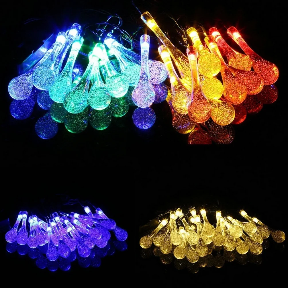 LED Solar Water Drop String Light For Christmas Party Garden Tree