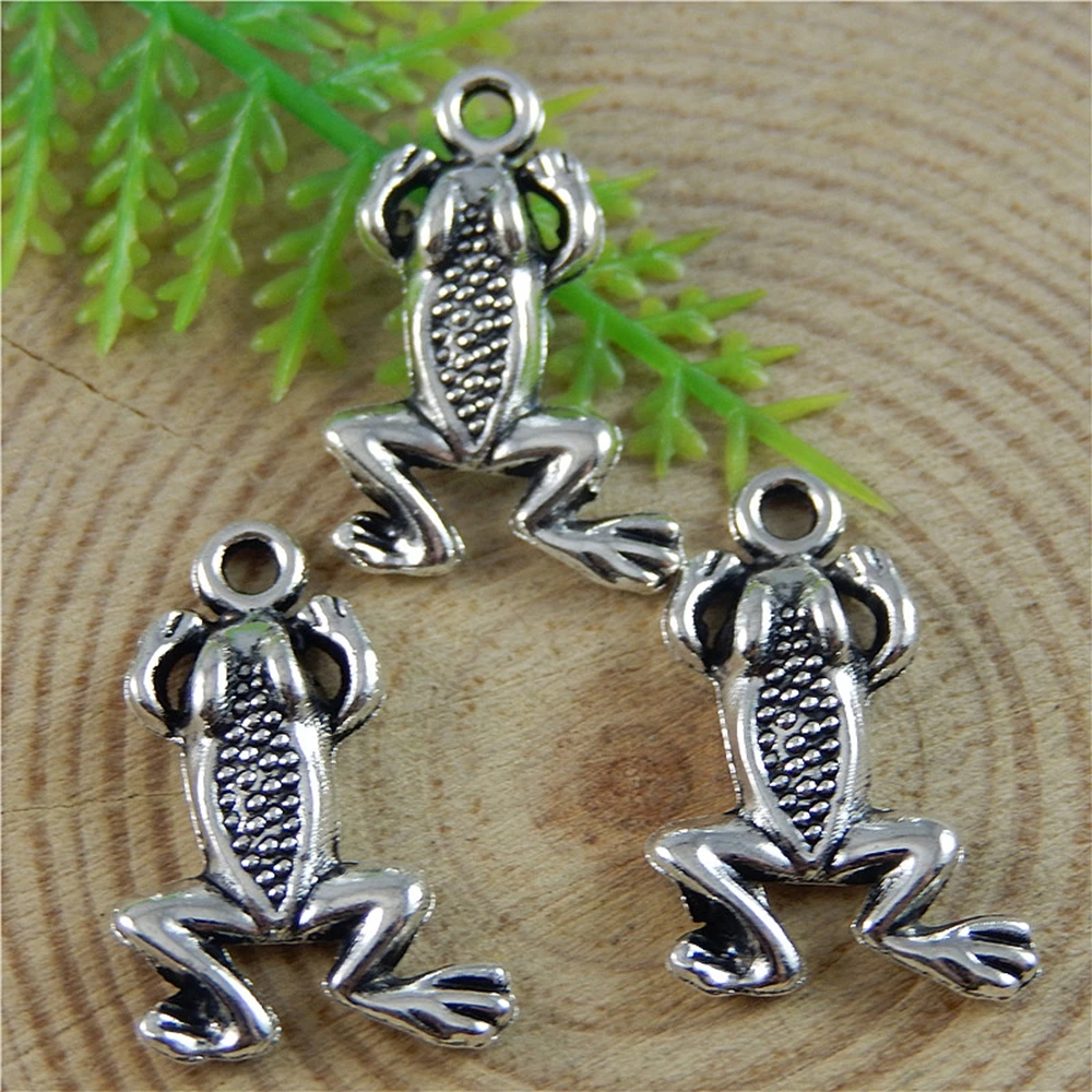 20pcs/lot Antique Silver alloy Frog Pendant Charms Fine Jewelry Making