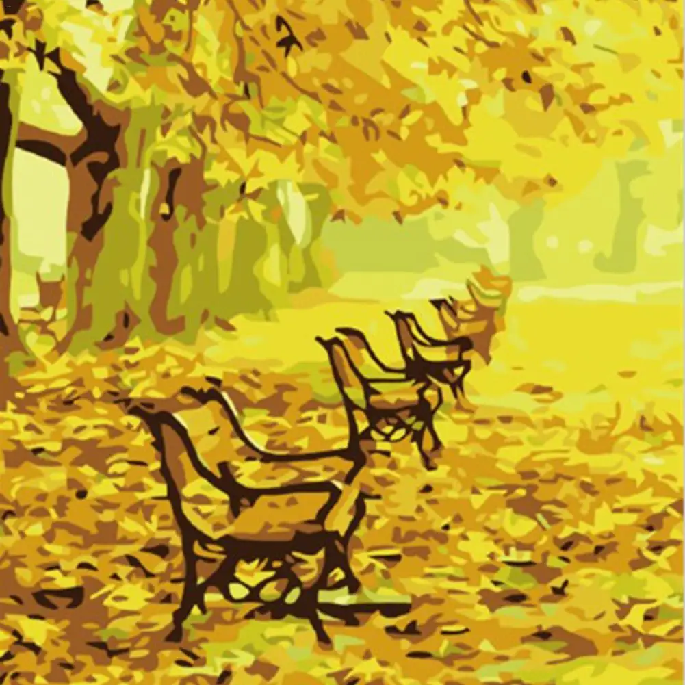 

DIY Art Digital Painting Autumn Yellow Maple View Digital Paint Drawing Digital Canvas Hand Painted Scenery Picture Wall Decor