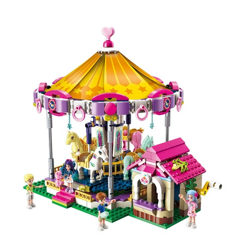 Светящиеся девушки Город Друзья Принцесса фантазия карусель красочные праздники строительные блоки наборы детские игрушки совместимы