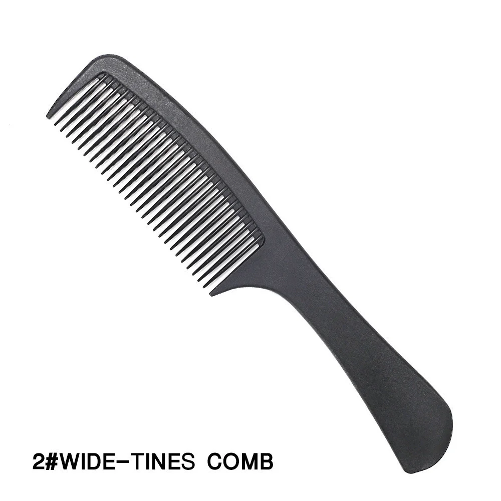 02-wide tines comb 1 шт. черные профессиональные расчески расческа из карбона волокна Антистатическая Расческа для стрижки хвост расческа салон по уходу за волосами Инструменты для укладки - Цвет: 02-wide tines comb