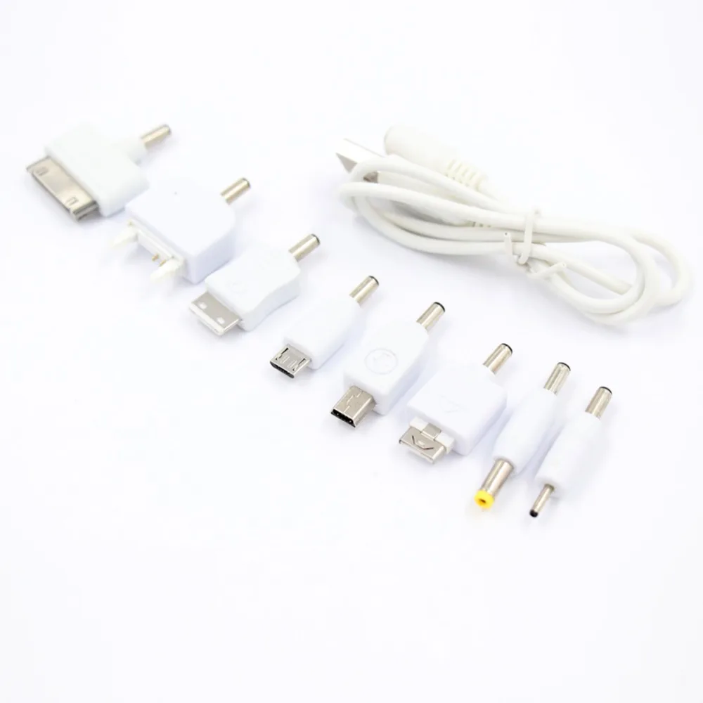 

1 Set USB To 10pcs DC Power Plug Charger Adapter Cable For Mobile Use White Kit Mobile Power Connector