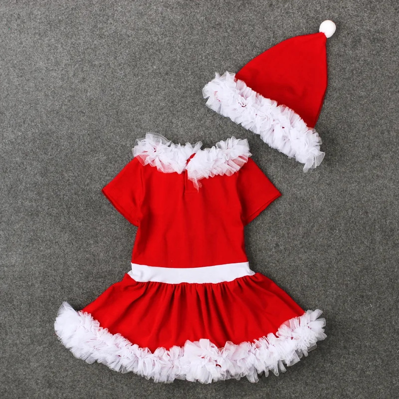 Детская одежда рождественские кружевные платья+ шляпа, 2 предмета, рождественское платье 1-2-3-4-5 лет