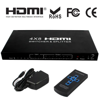 

Hdmi Switch with Audio Extractor 4x8 HDMI 1.4 Audio Video Converter Adapter V1.4 support 3D 1080P with remote+Power adapter