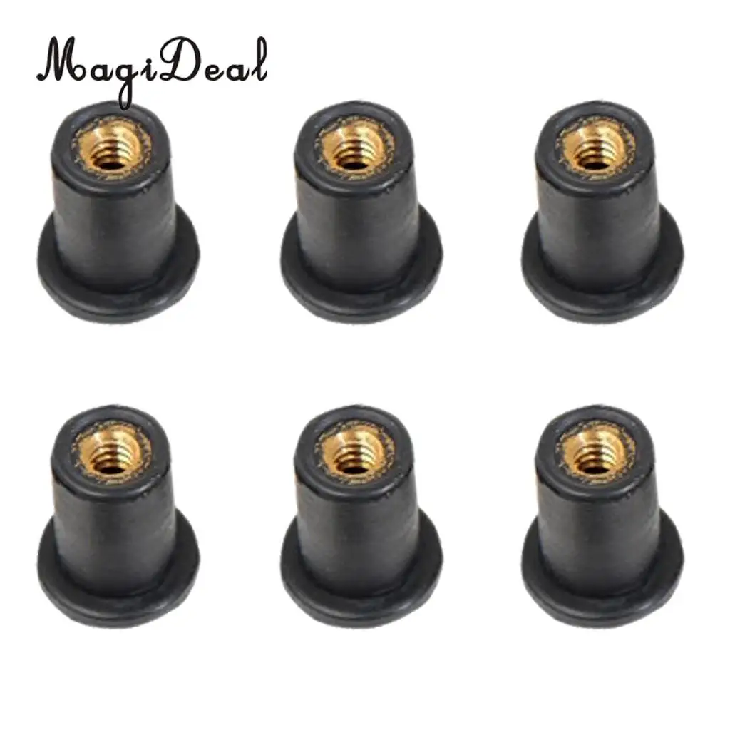 MagiDeal 18Pcs Rubber Well Nuts M4 M5 M6 Brass Metric Wellnuts Motorcycle Windscreen