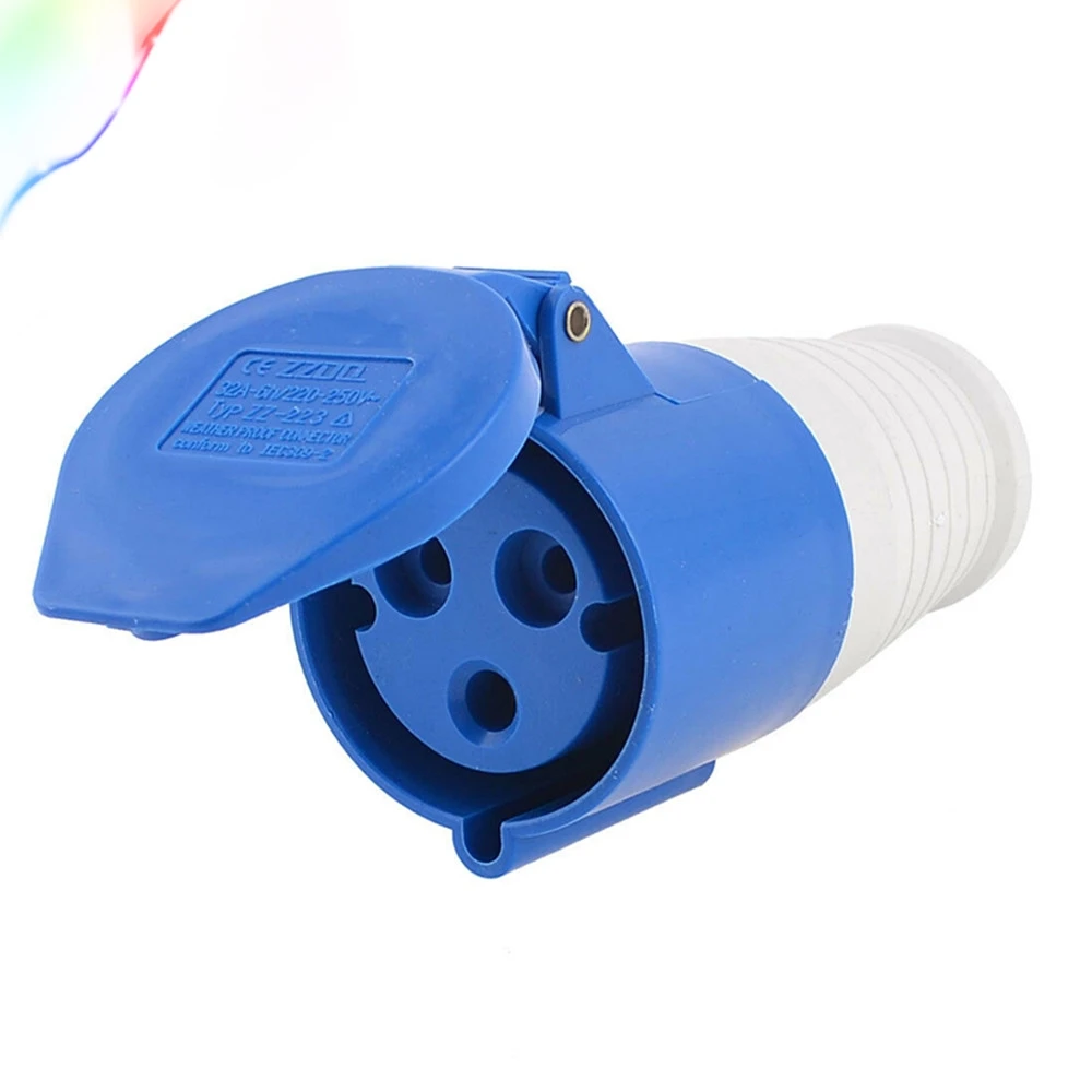 AC 220V-250V 32A 2P+E IEC309-2 Panel Mount Industrial Socket Blue White