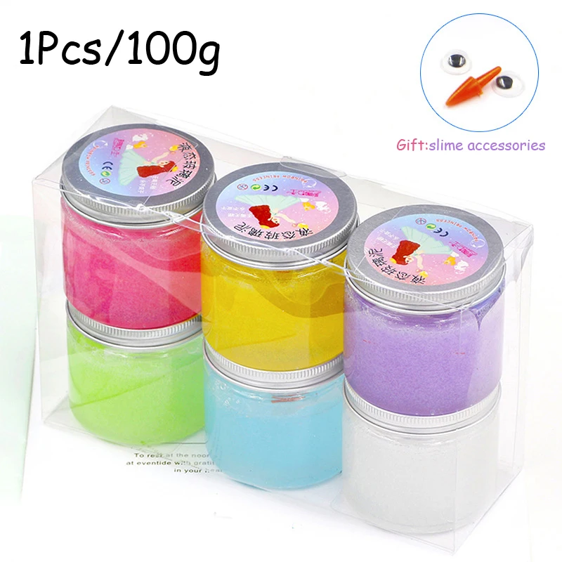 

1Pcs Soft Candy Slime Transparente Lizun Fluffy Mixing Pure Colorful Color Funny Clay Clay Stress Toys For Children Gum