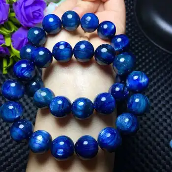 

Natural Blue Quartz Crystal Bracelet Gemstone 14-13mm AAA Free Shipping