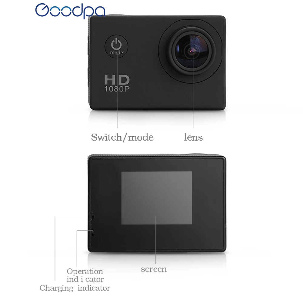 Водонепроницаемая Экшн камера Goodpa 100% фирменное название go pro style SJ4000 30 М 1080P Full HD DVR
