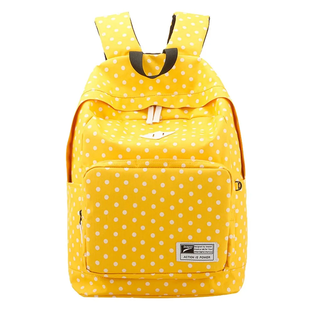 Bolsa feminina Модный женский холщовый рюкзак в горошек, школьная сумка через плечо, рюкзаки для путешествий, рюкзак для девочки-подростка