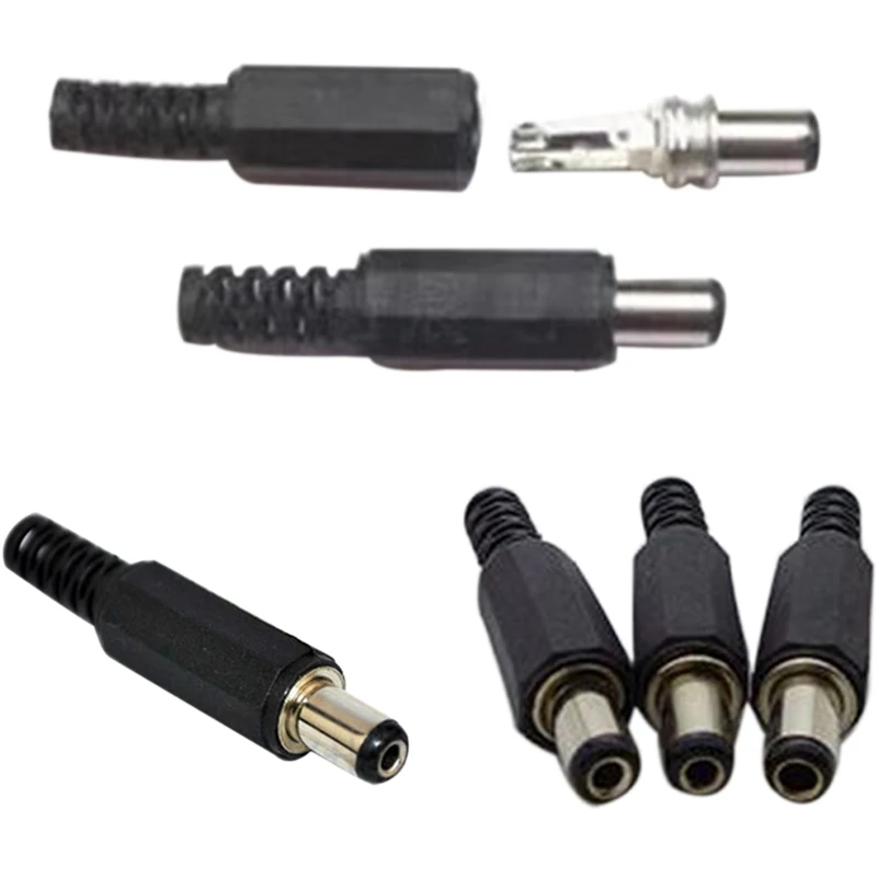 10pcs Male / Female DC Power Jack Plugs Socket Adapter Connector Outer diameter 5.5mm Inside diameter 2.1mm