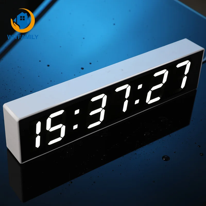 

Digital Alarm Clock LCD Big Large Screen Calendar Temperature Display Mirror Snooze Silent Night Light Electronic Desktop Clock