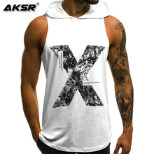 AKSR мужской модный жилет с капюшоном, тренировочная одежда, бодибилдинг, хлопковый топ на бретелях, жилет с капюшоном, повседневные рубашки без рукавов, топы