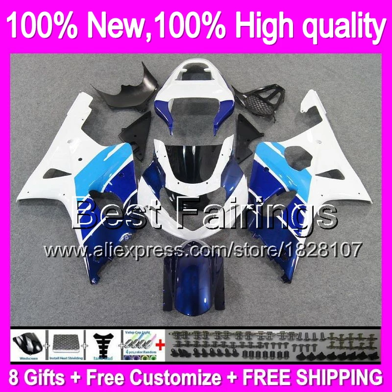 

Fairing For SUZUKI GSX-R1000 Blue white 00 01 02 GSXR1000 00-02 86B36 K2 GSXR 1000 Cyan white GSX R1000 2000 2001 2002 +Decal