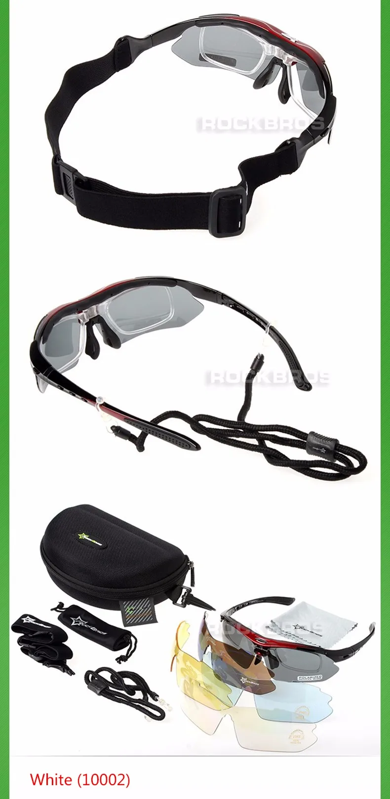 RockBros Polarized 5 Lens Outdoor Sports Hiking Climb Bicycle Cycling Sun Glasses Bike Sunglasses TR90 Eyewear Goggles
