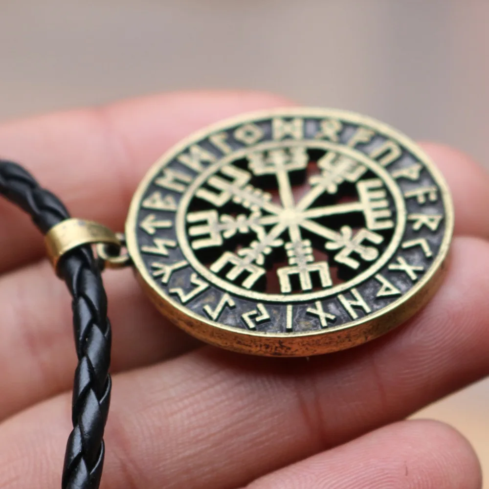 Викинг исландский Vegvisir шлем ужас в руническом круге кулон руны викингов Vegvisir компас Рунический амулет колье ожерелье