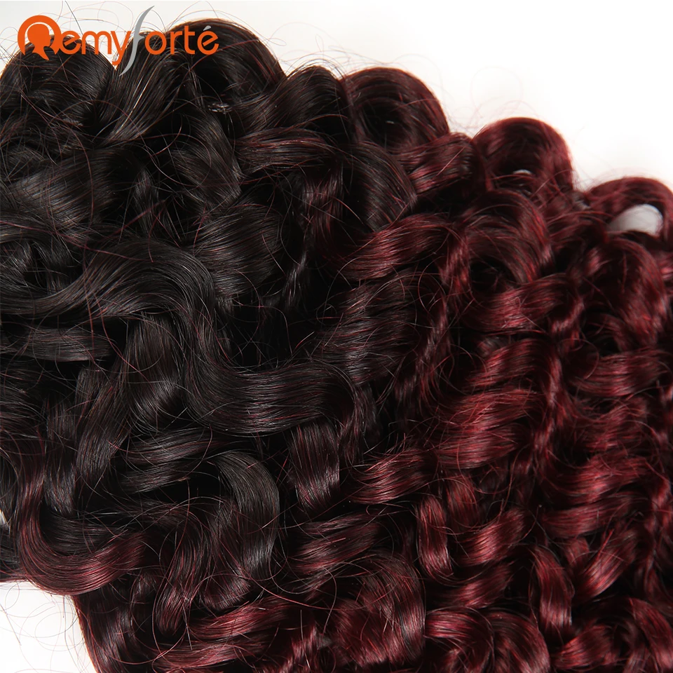 Remy Forte Wholesale Lots Curly Bulk Human Hair For Braiding No Weft Ombre 99J Brazilian 4 Bundles Human Hair Crochet Braids