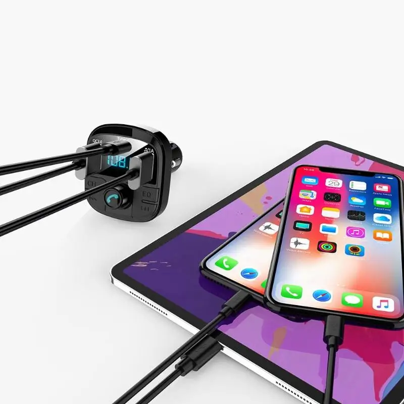 BT29 Авто fm-передатчик Bluetooth 5,0 CarKit MP3 аудио музыкальный плеер Громкая связь Тип C зарядка Быстрая зарядка QC3.0 автомобильное зарядное устройство