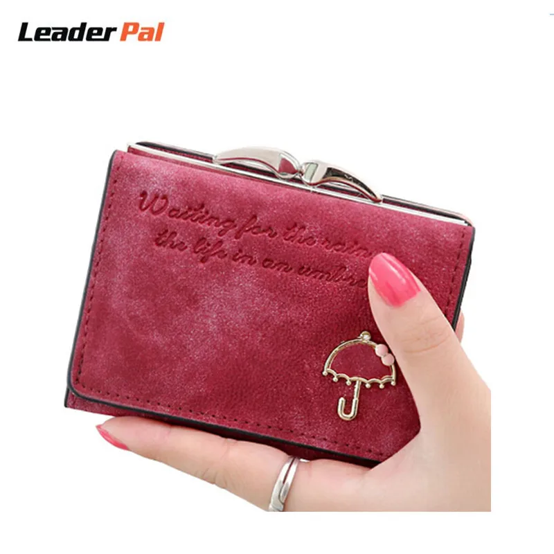 Top Quality Nubuck Leather Women Wallets Small Umbrella Wallet Button Clutch Purse Bag Short ...