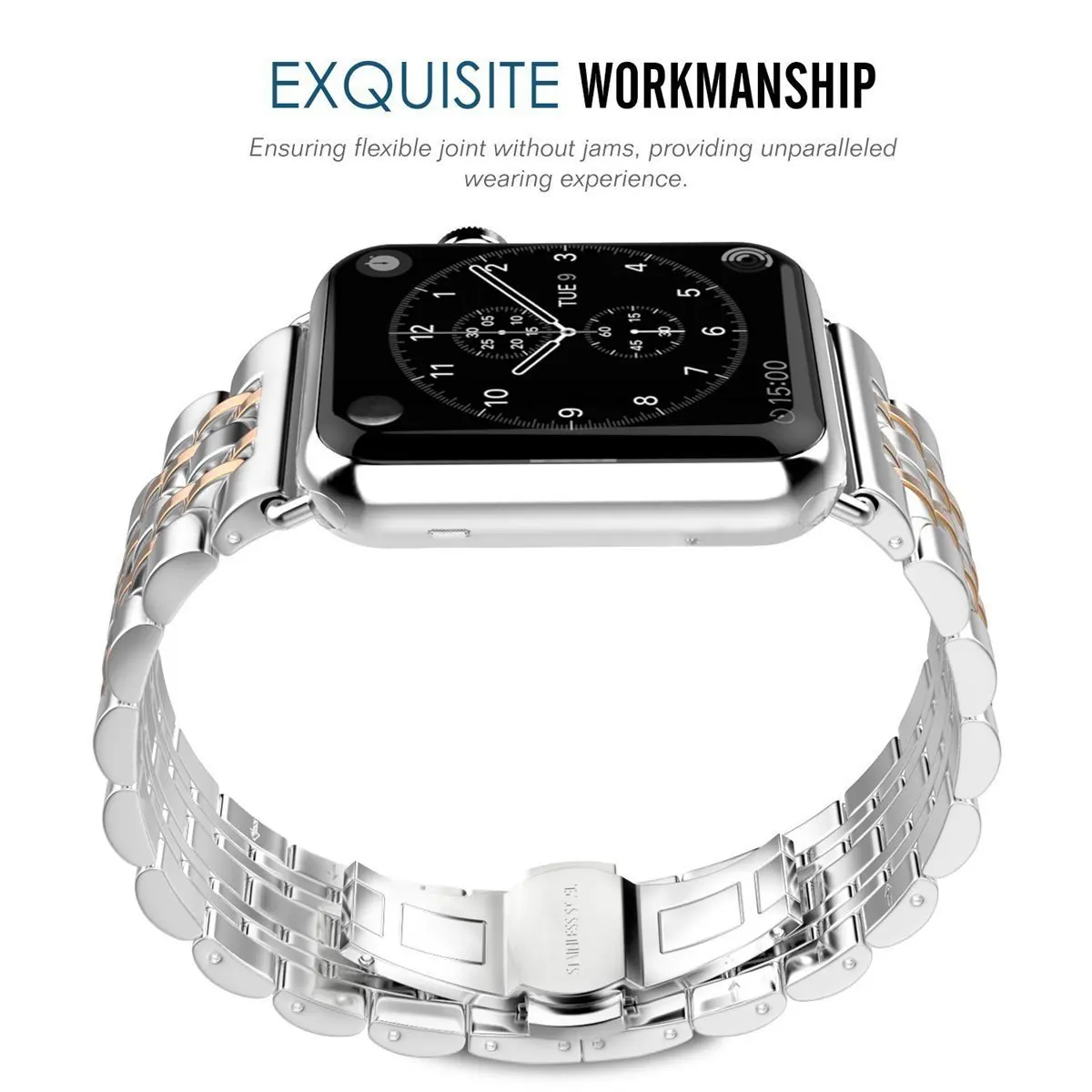 LPWHH нержавеющая сталь 316 L ремешок для часов для Apple Watch ремешок 44 мм 42 мм 40 мм 38 мм Сменные аксессуары для iwatch 7 расшитые бисером Ремешки для наручных часов