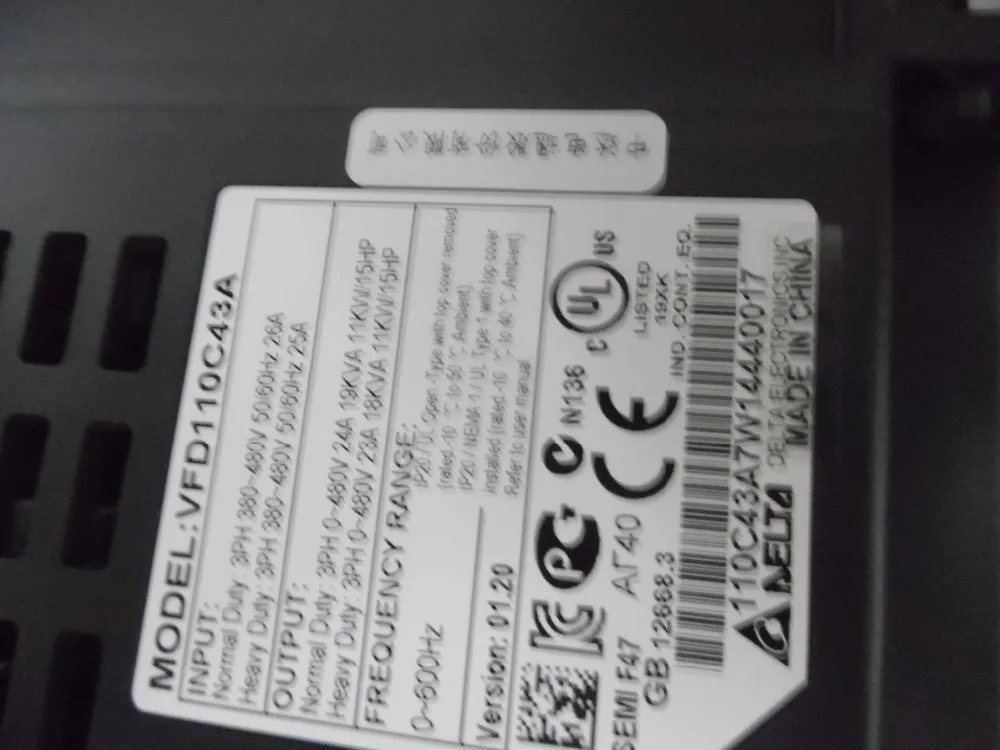 Инвертор Delta VFD VFD110C43A трехфазный 380 В 11kW 15HP 0 ~ 600 водяной насос Гц и машинный