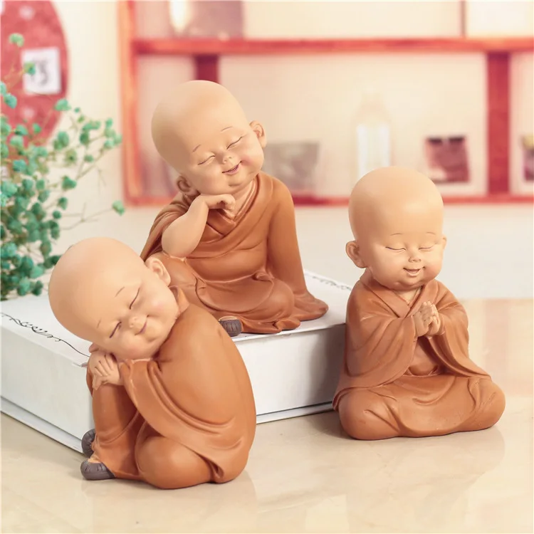 Статуя маленького монаха в китайском стиле, статуя будды ручной работы, аксессуары для украшения дома, статуя маленького Будды