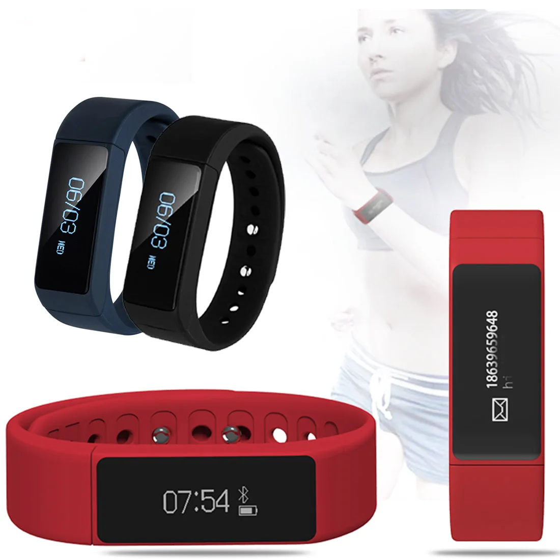 

Centechia New for iwown i5 plus Smart Wristband Bluetooth 4.0 Smartband Smart Band Passometer Sleep Monitor Smart Bracelet
